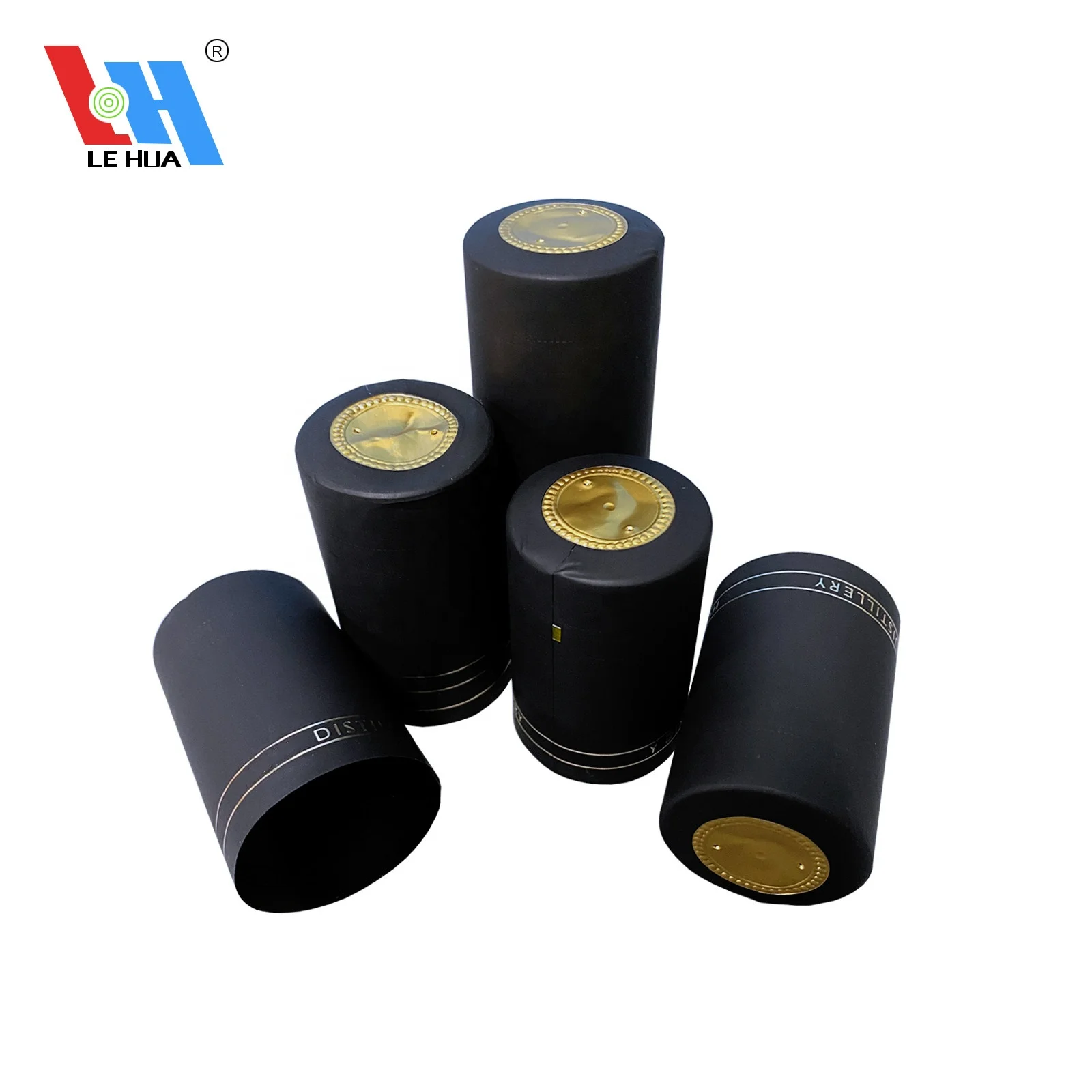 Customized Frosted Matte black Heat Shrink Champagne Capsule Container Shrink Wrap Wine Bottle Tops for Wine PVC shrink capsule