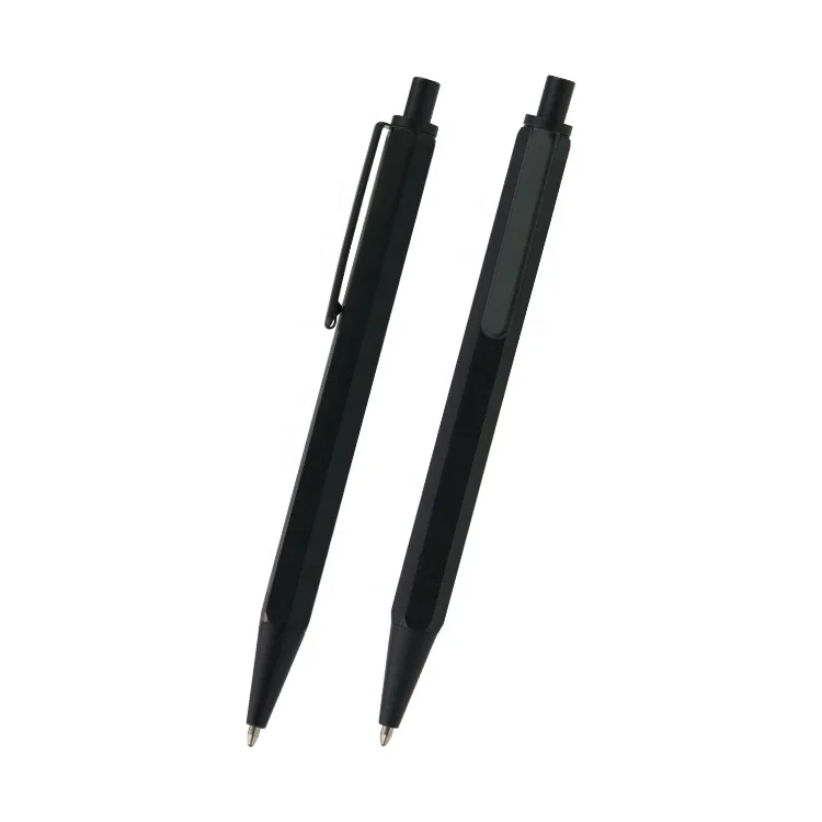New hexagon pen design matte finish click ballpoint promotional wholesale press pen with printing logo