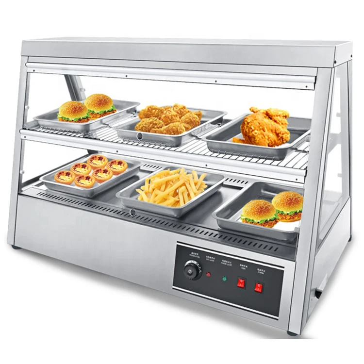  Stainless steel hot showcase food Glass table top electric heated thermal warmer