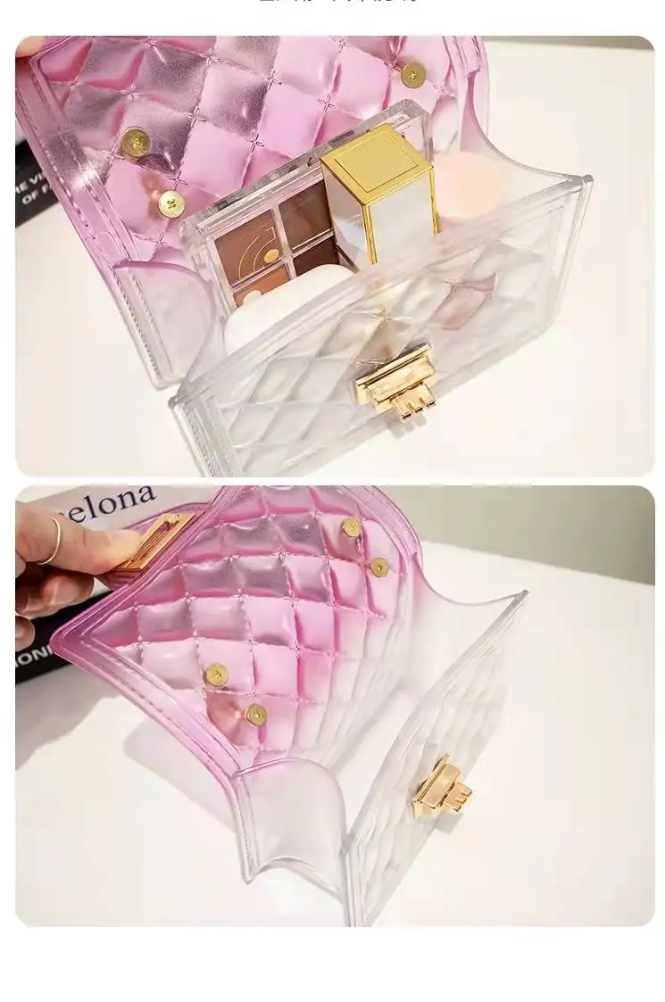 2022 Spring Summer Colorful Small Jelly Girls Sling Chain Hand Bags Mini shoulder  Pvc Kid Bag Purses