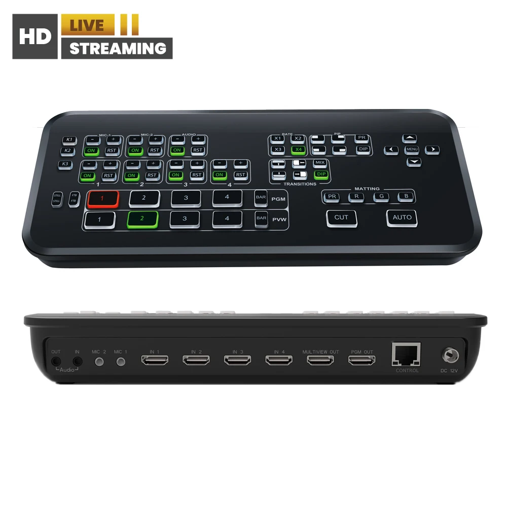 Multiple Camera HDMI Live Stream for Church Worship MINI Video Switch Stream Studio Support 2 Microphone In