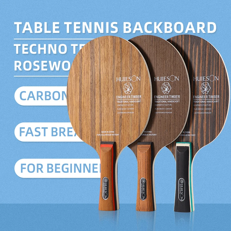 Huieson  OEM Custom Cheap 5 Layer Pure Wood 2 Cable Training Table Tennis Bat Racket table tennis Blade