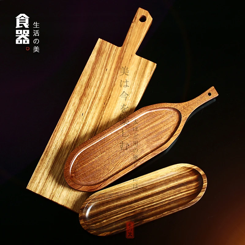 Sustainable Sapele Wood Bread Board Ugyen Strip Pallet for Dessert Cake Serving Polished Technique Food Plate Sushi Meal Serving