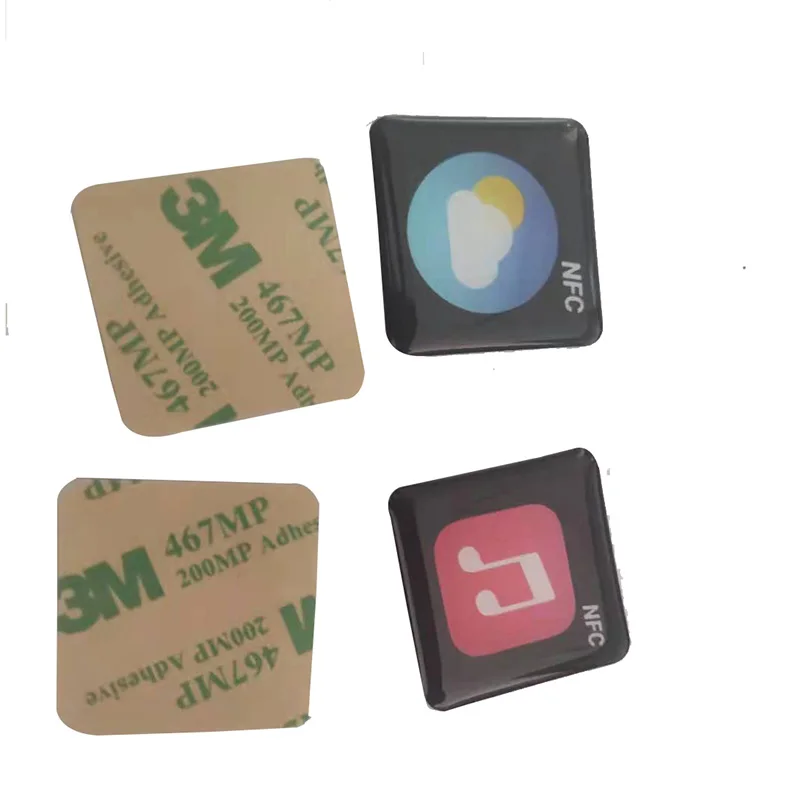 Flat phone Anti-metal NFC NTAG213 Epoxy Tag/ Sticker for Social Media sharing