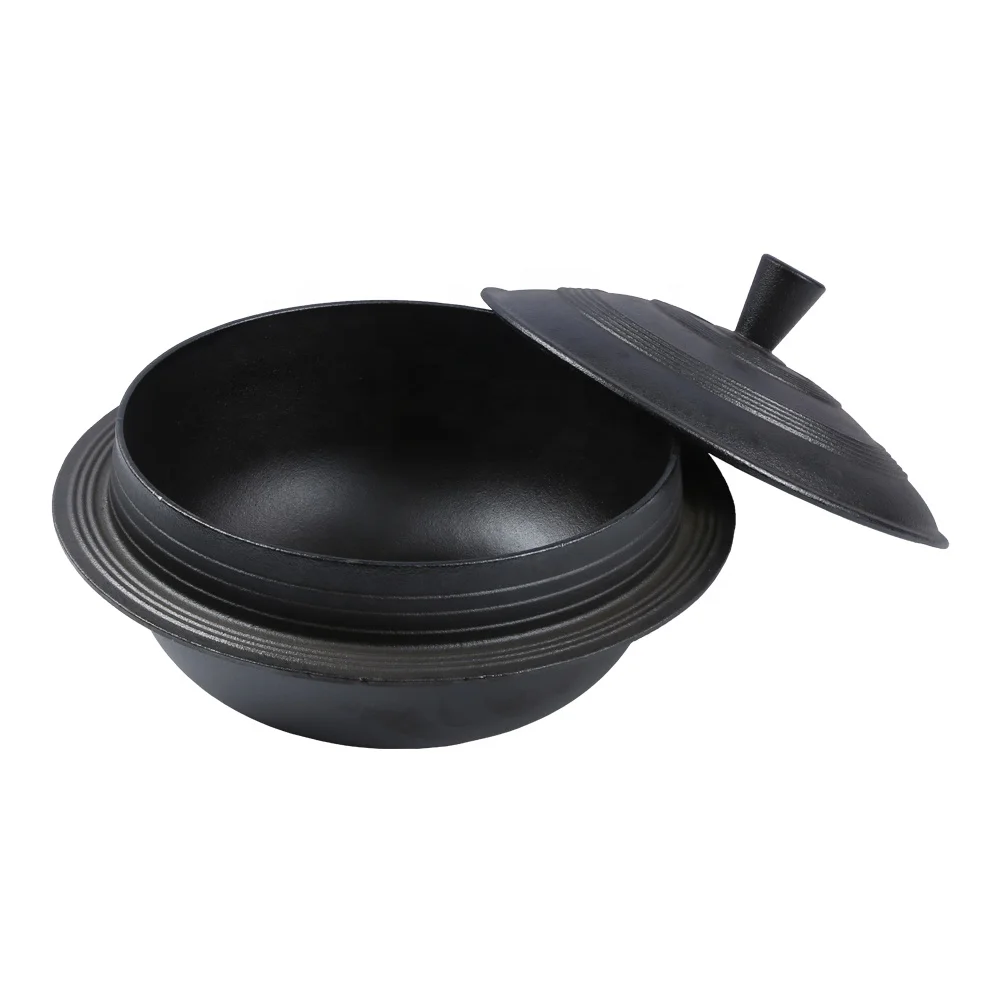 Korean Kitchen Bibimbap Pot Cast Iron Dutch Oven Rice Pot Casserole Pre-seasoned Stew Pot