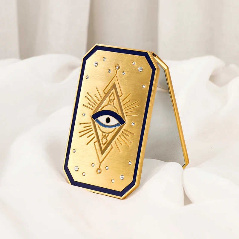 Accept custom logo promotion gift colorful double sided travel small portable foldable plastic pocket cosmetic mirror