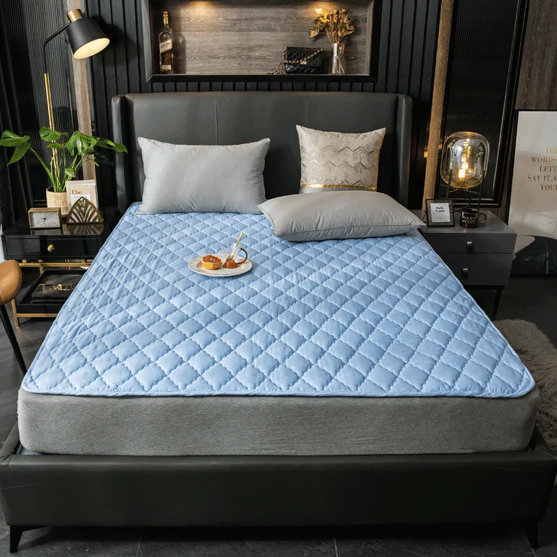 Bed Protection Pad Knitted Bed Mat Plain Dyed Eco-friendly Air-permeable Quilted Waterproof Mattress Protector Cover