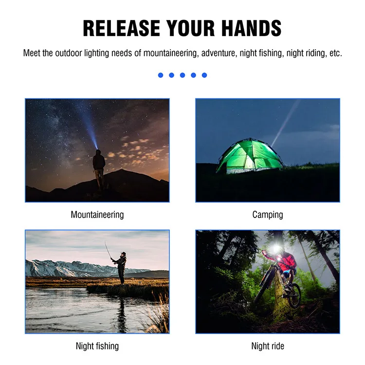 1000 Lumen Highlight White Red Warning Lights LED Headlights for Outdoor Adventure Camping Riding Fishing