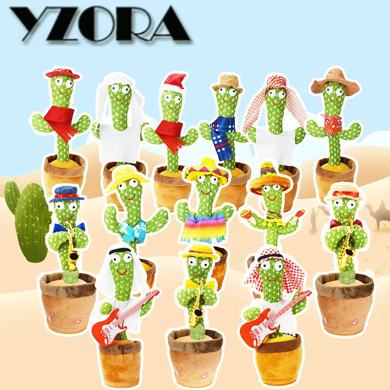 Лидер продаж, плюшевая игрушка, заряжающая песни, записывающая кактус, забавная смешная игрушка для пения, встряхивания, танцующий кактус, плюшевая игрушка
