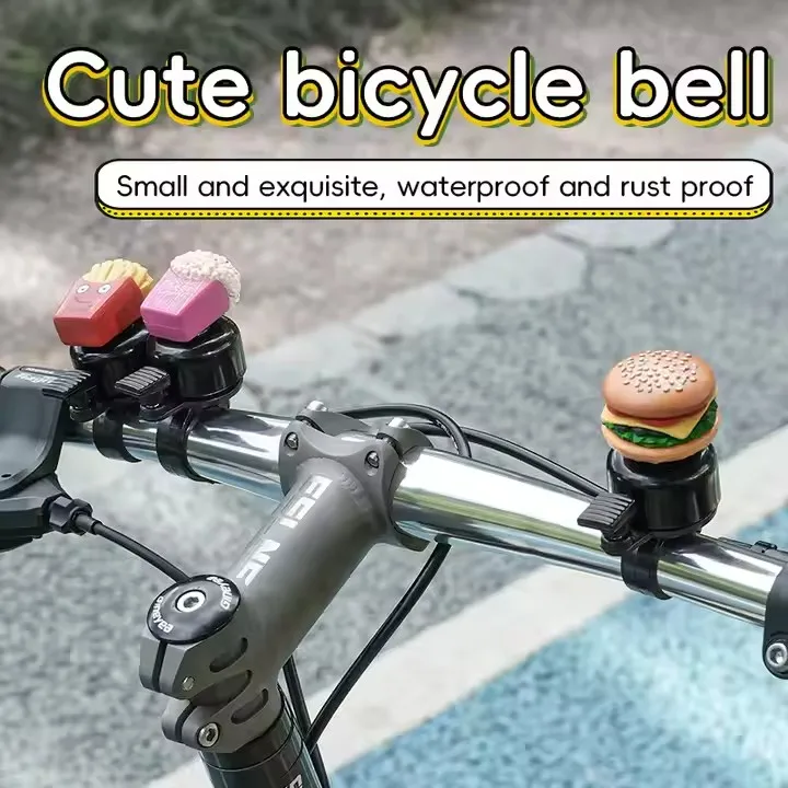 XUNTING Decoration Children Kids Cartoon Bike Bell Kid Mountain Bike Universal Bell Scooter Mini Bicycle Burger Bell