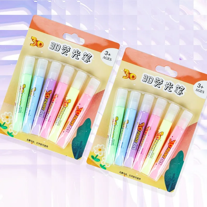 High quality No-bake Fluorescent glue pen 3D colorful 6colors kit free baking for DIY handmade