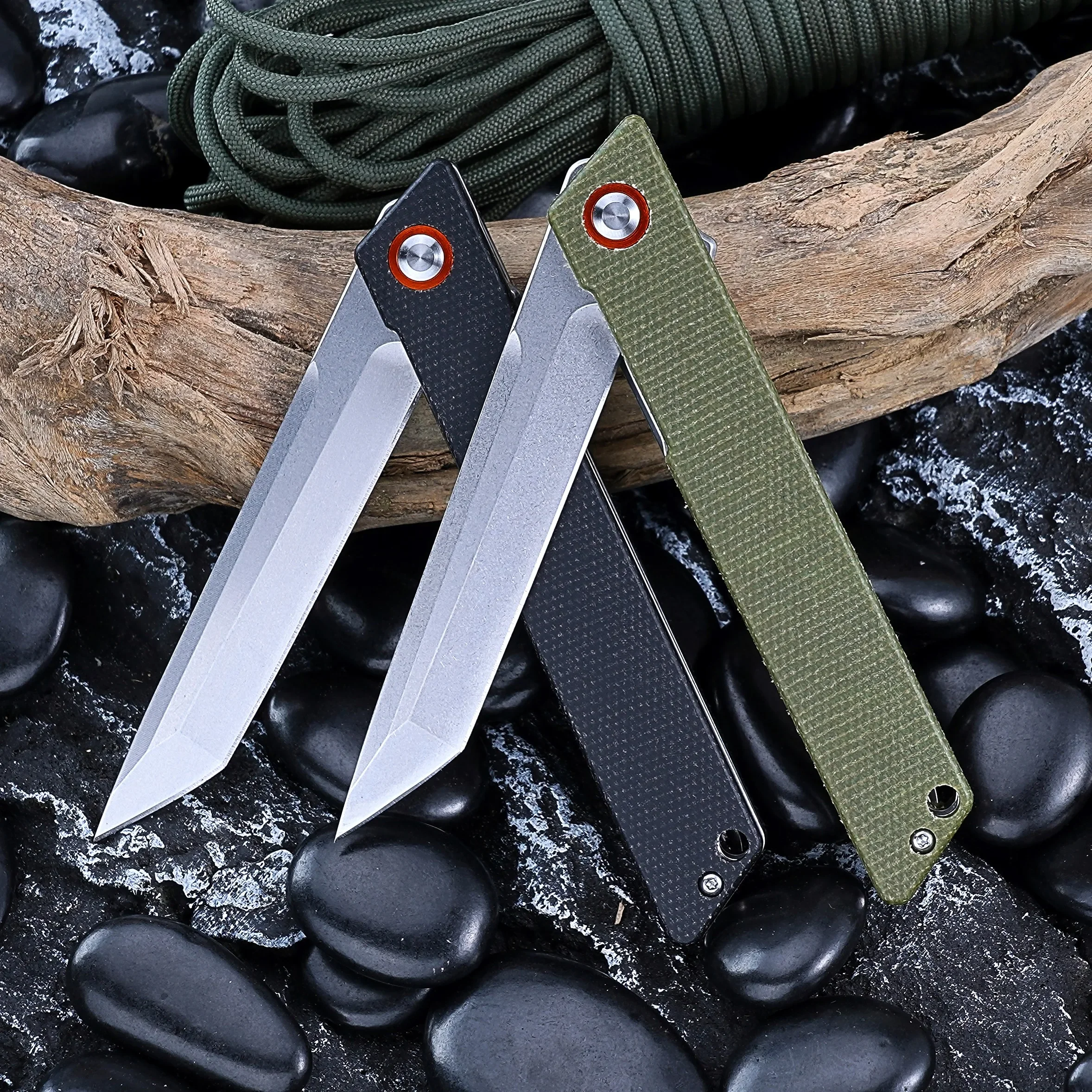 Wholesale  D2 Steel Micarta Handle Outdoor Camping Knife Small Edc Self Defense Folding Pocket Knife