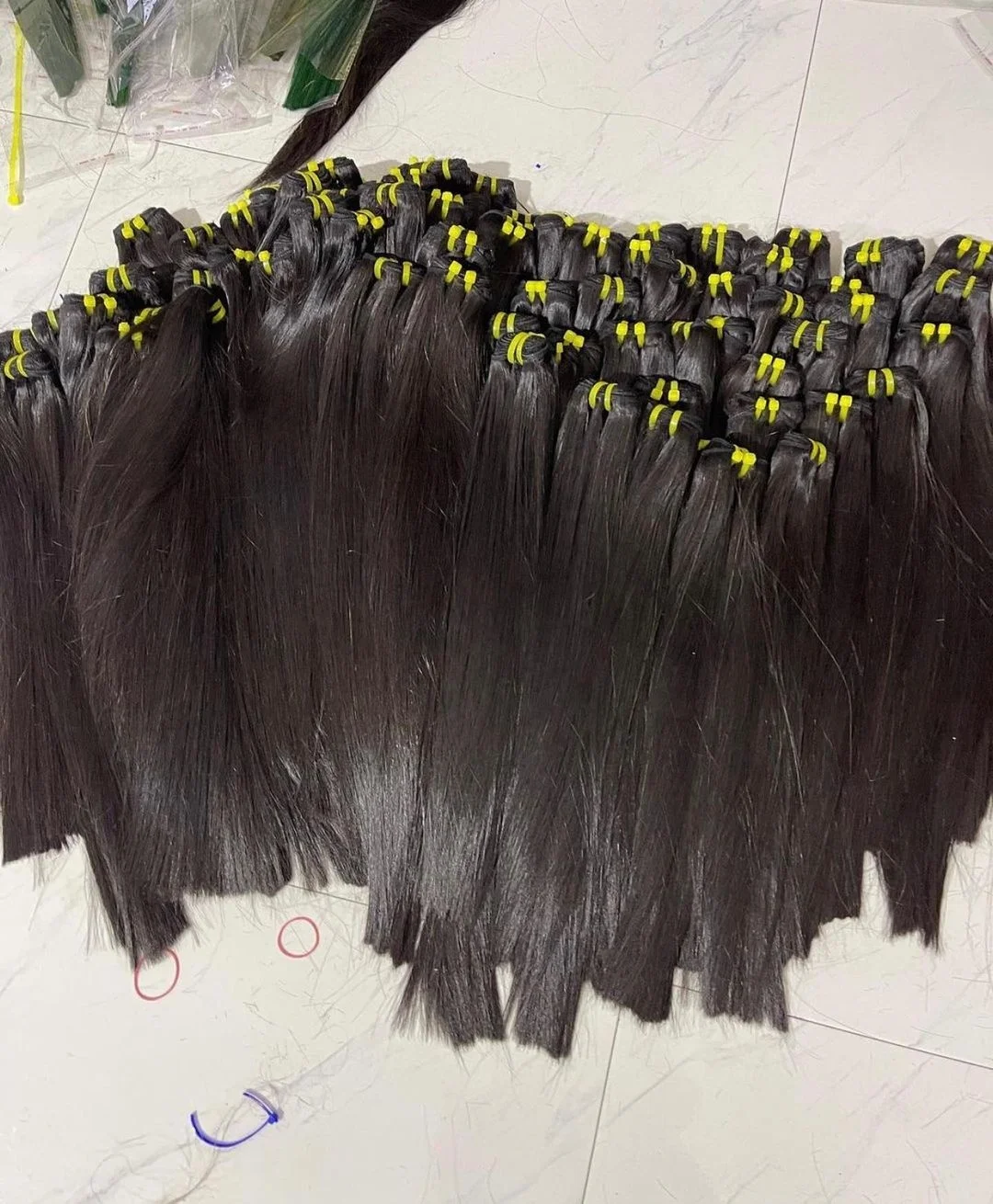 Wholesale Double Machine Weft Hair Silky Straight Natural Color 1b Raw Virgin Human Full Size up to 40 Inches