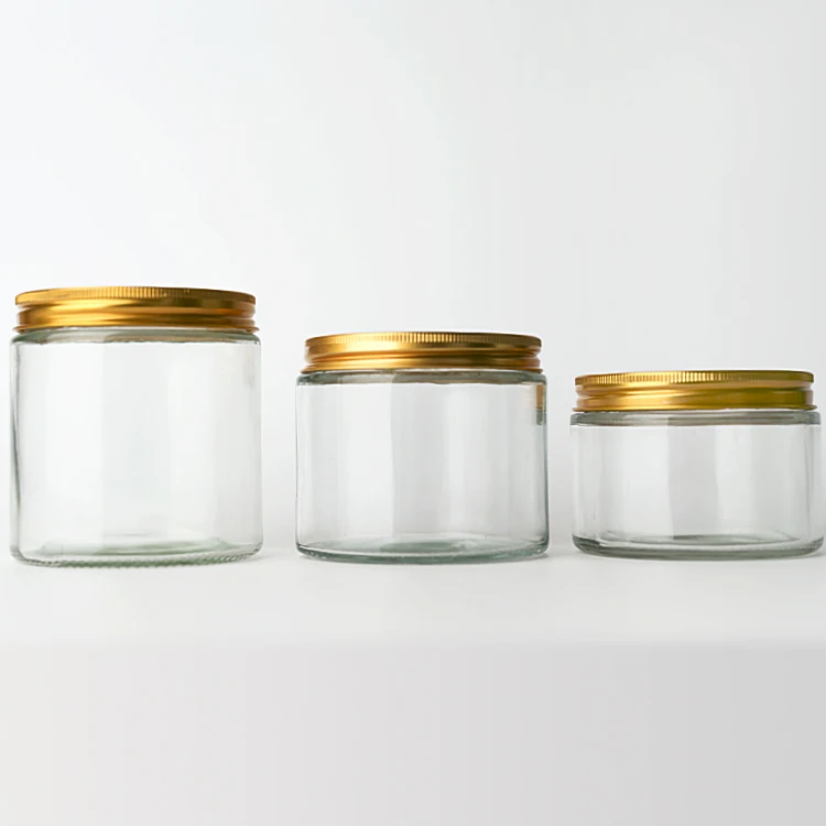 Bpa Free Clear 100Ml 200Ml 300Ml Fruit Package Hermetic Glass Jar With Aluminum Cap