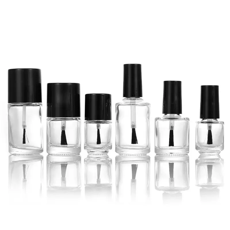 2ml 5ml 6ml 7ml 8ml 9ml Transparent Glass Nail Polish Empty Bottle Cosmetic Packaging Round Shape Empty Glass Nail Polish Bottle