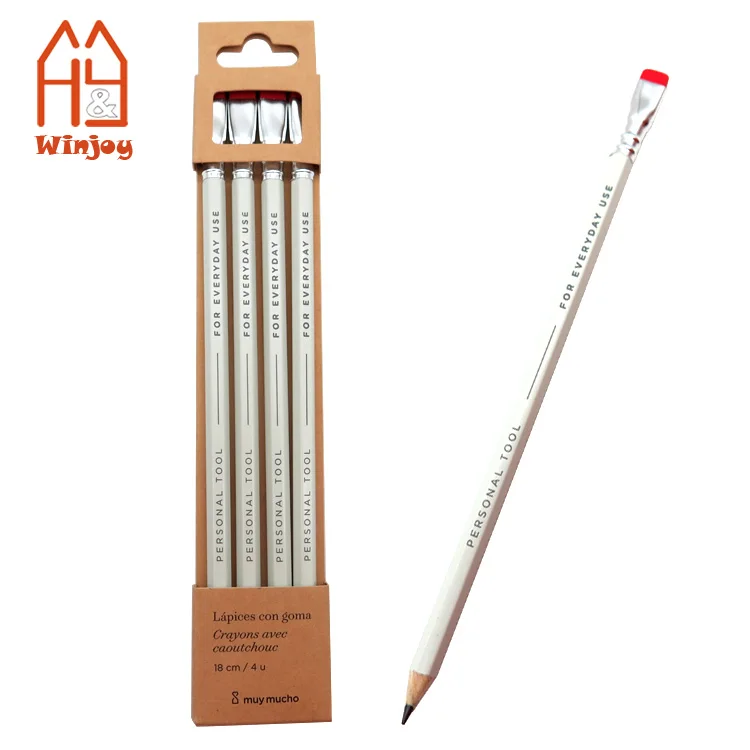 Custom 20 CM High Quality Hotel #2 HB Pencil With Flat Rubber Eraser,Fancy Eraser Wooden Pencil Set For School And Office