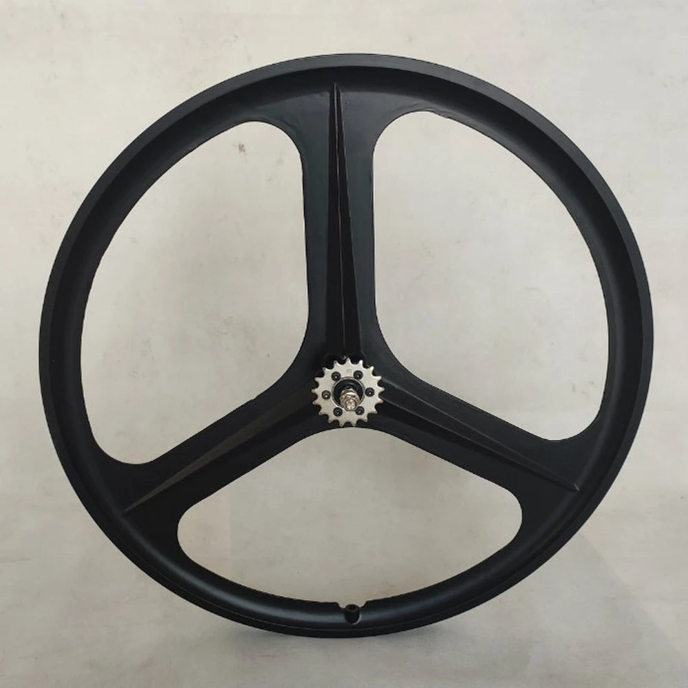 700c bicycle wheel set Aluminum Alloy Dead Flying Bicycle Three spoke Rim Integrated single wheel set, front and rear wheels