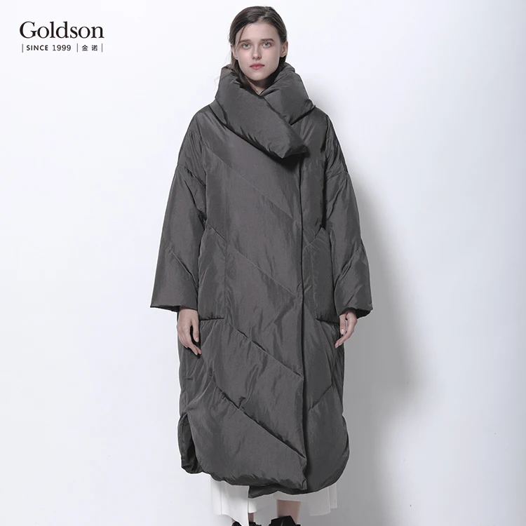 Big collar puffer effect long winter duck coats women outdoor winter jacket