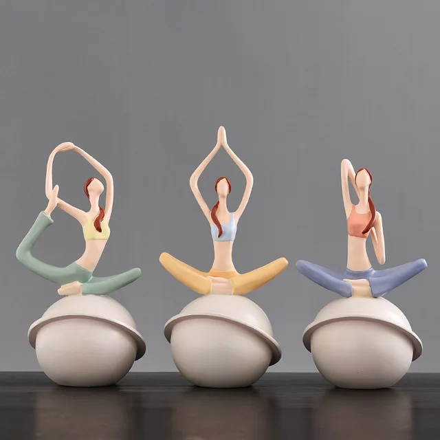 Creative Yoga Sculpture Home Decoration Ornament Resin Modern Art Craft For Wine Cabinet Decor