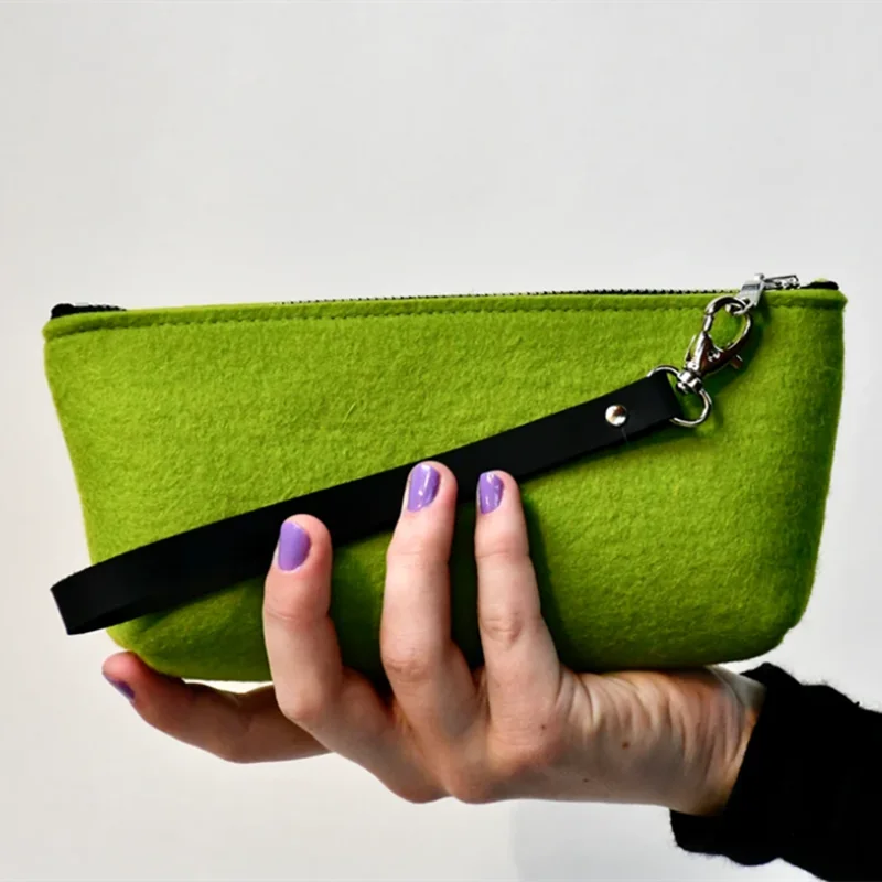 2022 Eco-friendly Custom Standing Up Pencil Case Stationery Fashion Felt School Pencil Pouch with Zipper