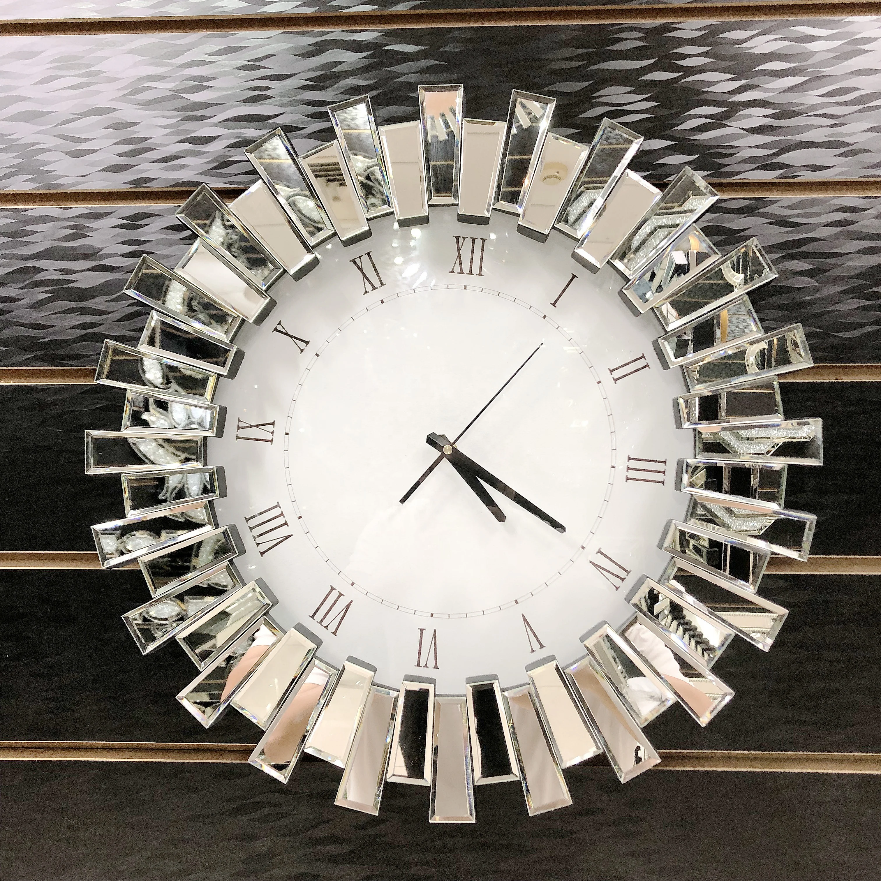 Foshan newgood round mirrored wall Clock Wall Clock for Wall Clocks Decoration