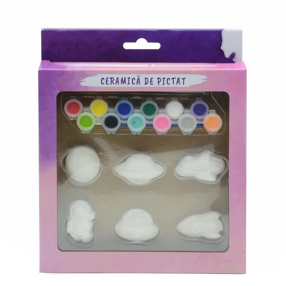 20pcs Kids DIY Painting Ceramic Christmas Ornaments Kit with 6 Figurines, 12 Paint Pots, 2 Brushes