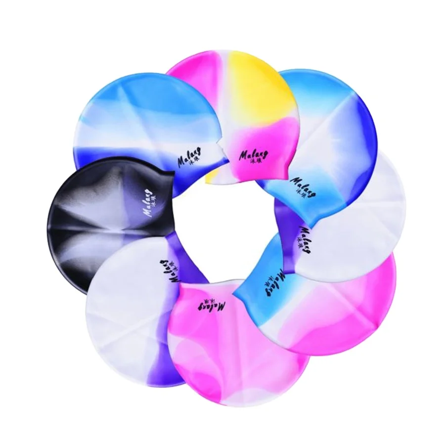 adult swimming cap silicone custom color logo size ultralight ear protection waterproof  silicone swimming cap