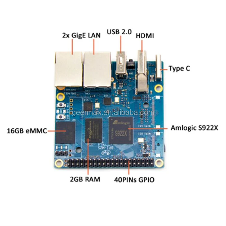 Banana Pi BPI-M2S 4 ГБ ОЗУ 16 ГБ EMMC S922x бортовой Wi-Fi BT PoE Модуль MIPI DSI камера CSI экран развивающие доски Banana Pi M2S