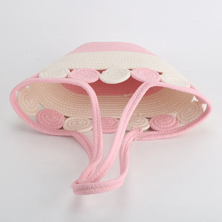 Kingwillow woven cotton rope bag with handle for shopping and storage