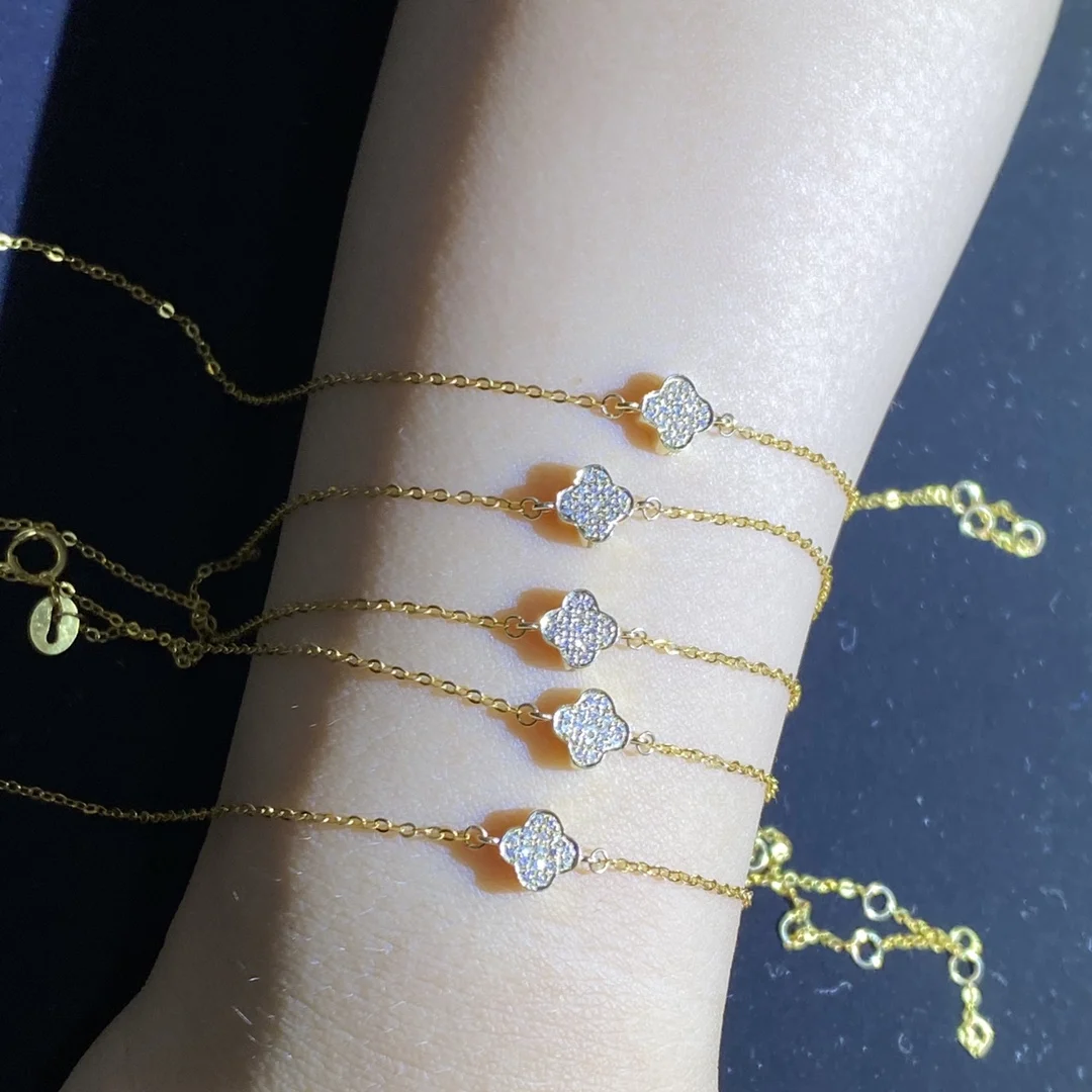 Hot Sell 18k Real Gold Natural Diamond eternity designer Dainty High Quality Fine Classic Jewelry Chain Wholesale For Women