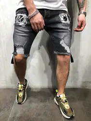 Мужские джинсовые шорты, оптовая продажа, новые модные летние джинсовые шорты в стиле пэчворк из хлопка, высококачественные короткие дизайнерские джинсы, мужские джинсы