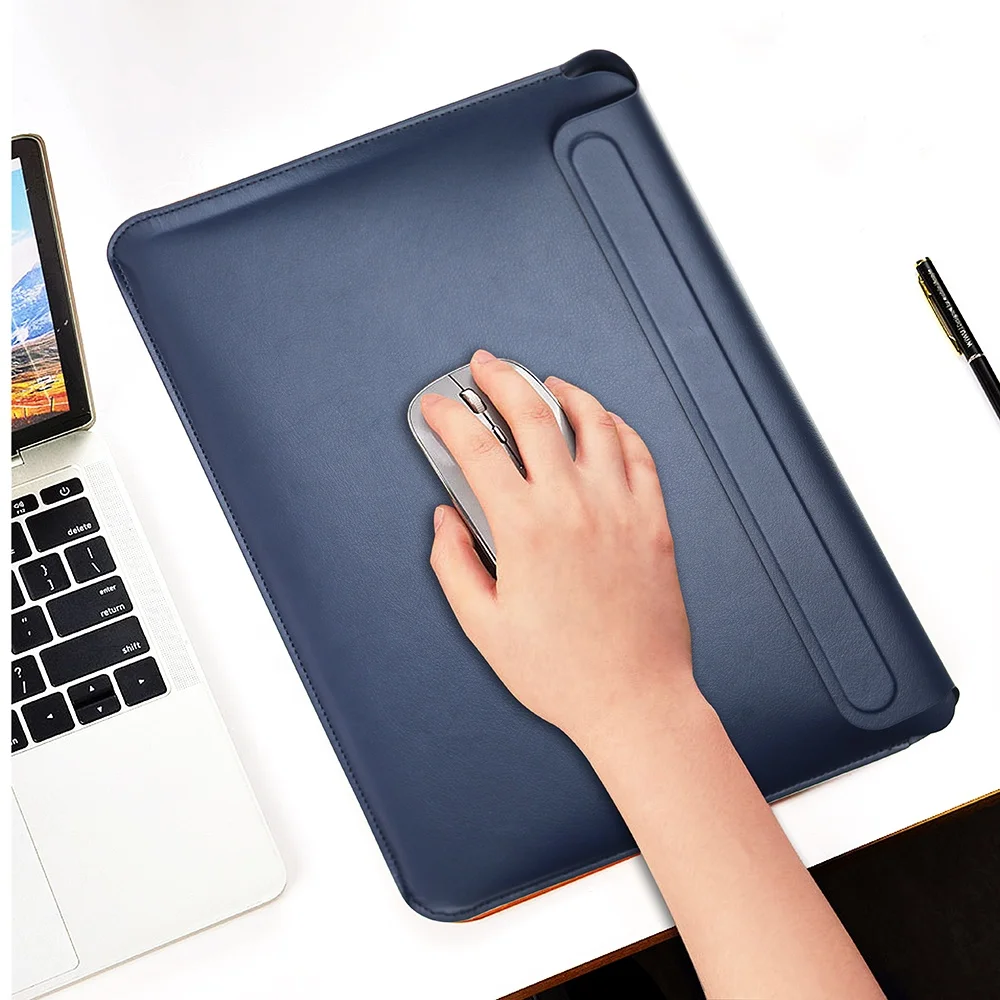 Waterproof Magnetic Stand Bracket PU Leather Laptop Case for Macbook Air 16 Inch Protective Multi-function Flip Laptop Case Bag