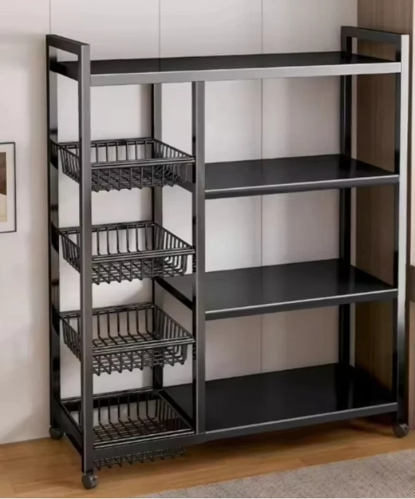 Multi-Functional Metal Iron Kitchen Rack Stand Type Four Layer Storage Shelf for Microwave Stove & Vegetables & Fruits Baskets