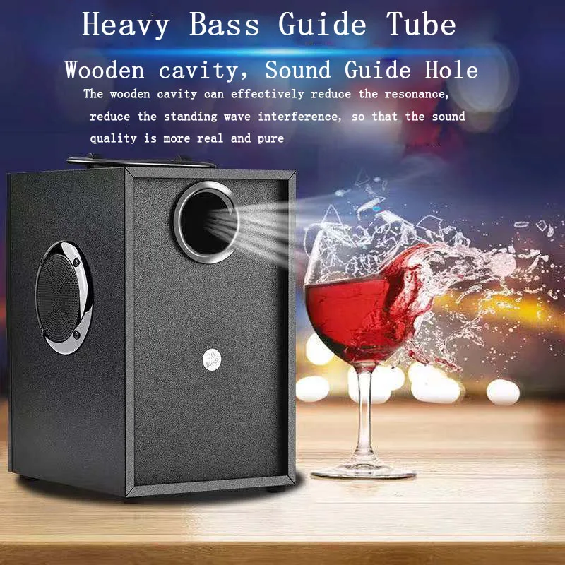 
Portable Wood Box built-in LCD monitor with radio wireless stereo subwoofer sound box speaker for home theatre system 