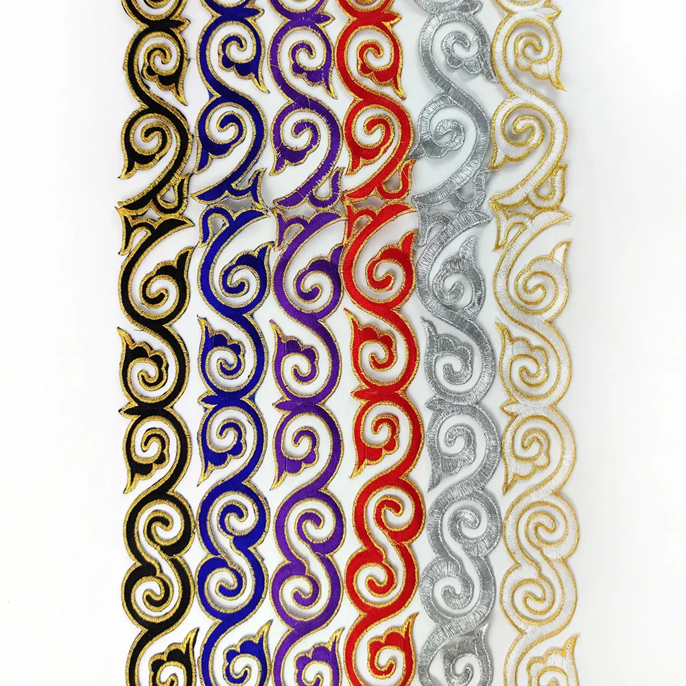 Deepeel AP260 4.5cm DIY Sewing Party Clothing Decor Accessories Costumes Applique Ribbon Gold Braid Embroidered Lace