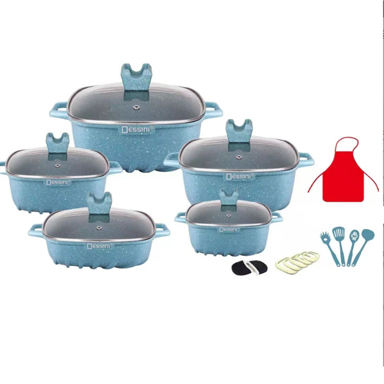 Twenty-two piece set Soup pot suit Medical stone coating Non-stick pan suit aluminum multifunction cookware sets