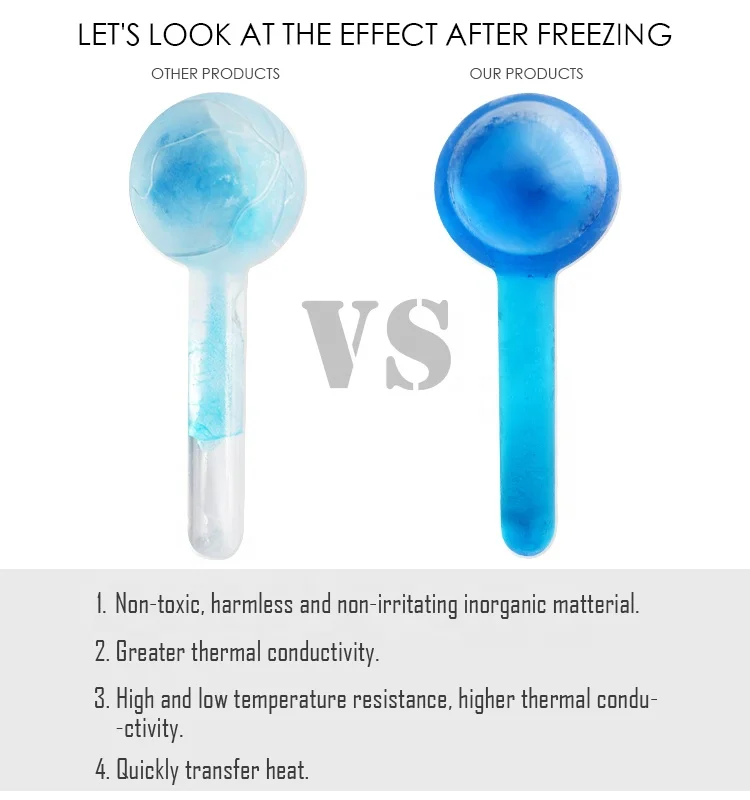 Black gel facial ice globes for massage beauty care cold cryotherapy face ice roller reduce swelling darkcirles