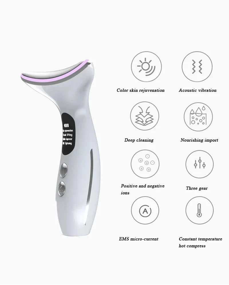 3 in 1 Neck Face Beauty DeviceEMS Technology Vibration Face Massager Facial Sculpting Tool for Double Chin Thermals