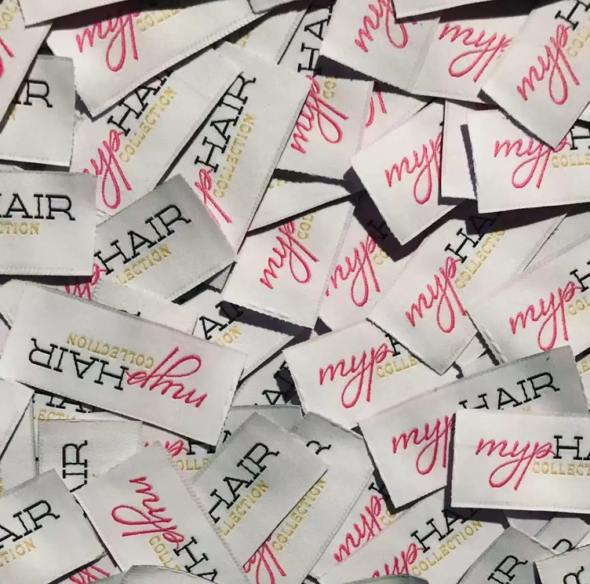 free logo Customized Wig Tag Private Design Woven Label Sewing Label For Clothing hair label wrap with logo