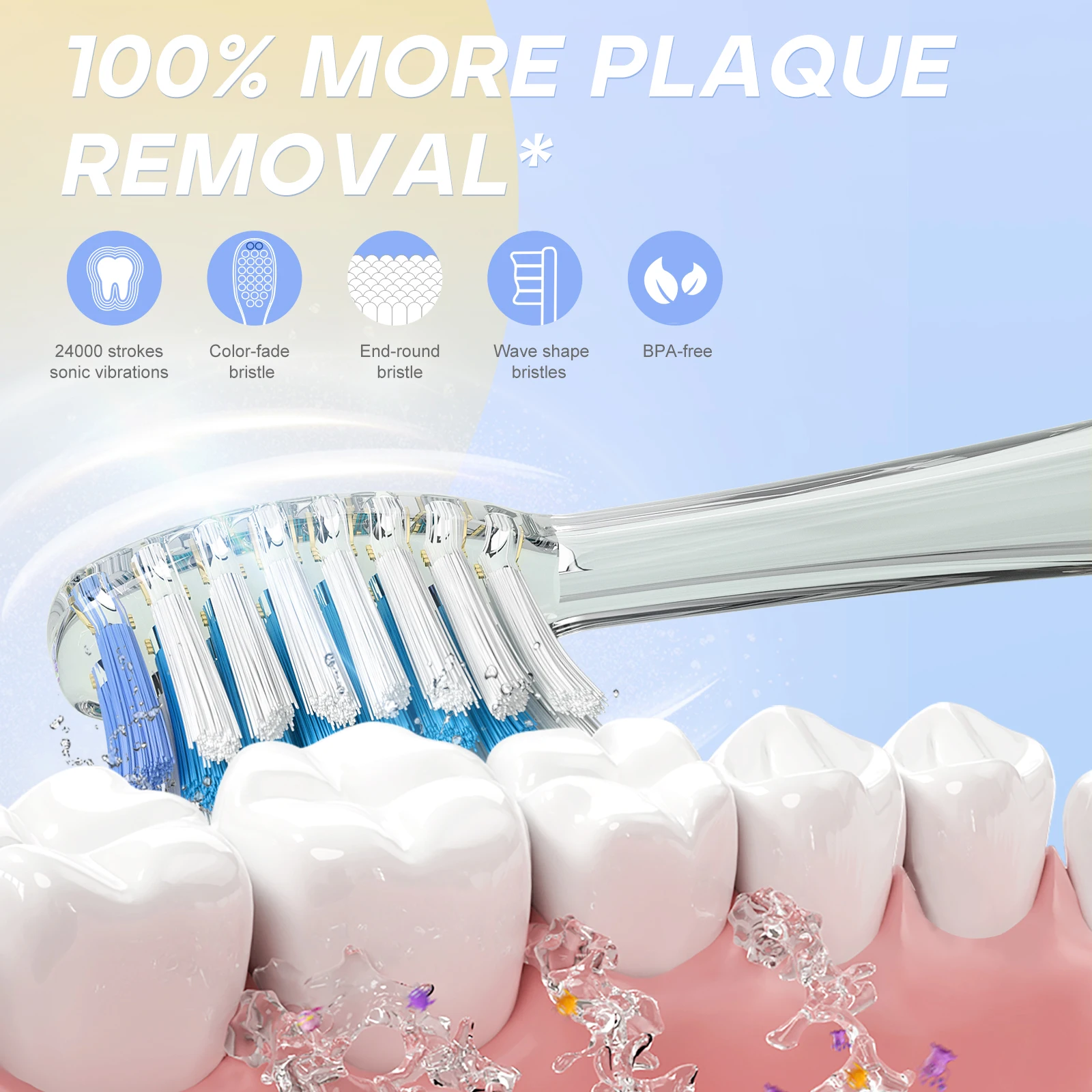 SEAGO SG977 LED Light 4 Modes Oral Whitening Care 8 Soft Brush Heads Smart Timer Age 3+ Kids Child Sonic Electric Toothbrush