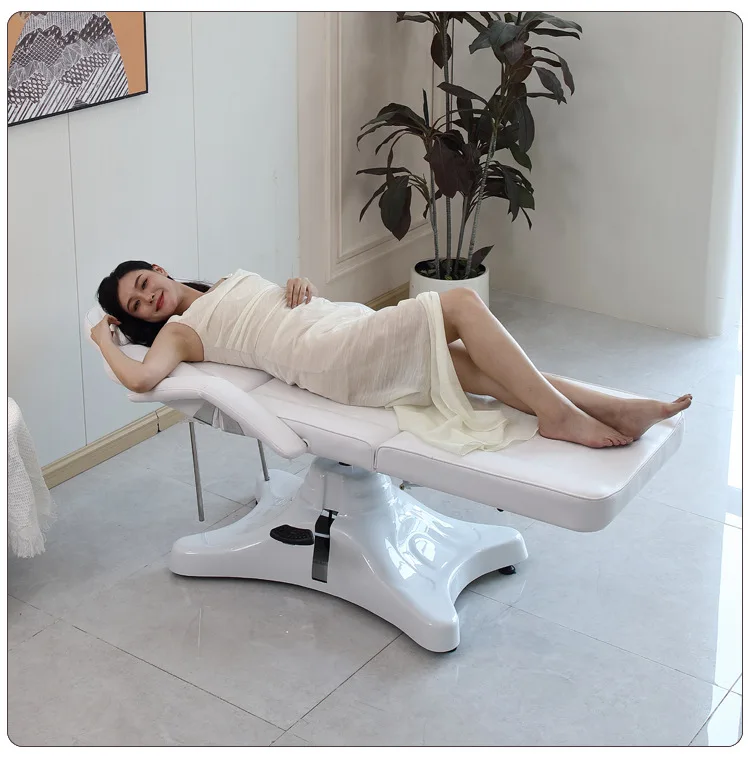 Commercial Salon Furniture Hydraulic Tattoo Black Beauty Bed 3 Section Facial Chair 360 Degree Rotary Massage Table Wholesale