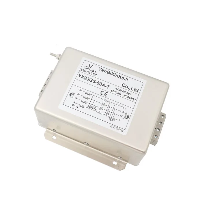 Yanbixin YX93G5-50A-S 3 фазы 4 линии высокой мощности emi фильтр 50A шума rfi сети электронные фильтры для частотно-регулируемым приводом и