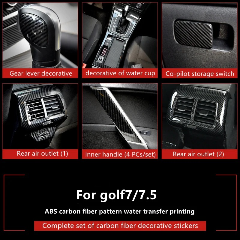 Ex factory price Customized Carbon fiber pattern ABS Automobile interior refit For Volkswagen golf7 golf7.5 in 2014-2020year