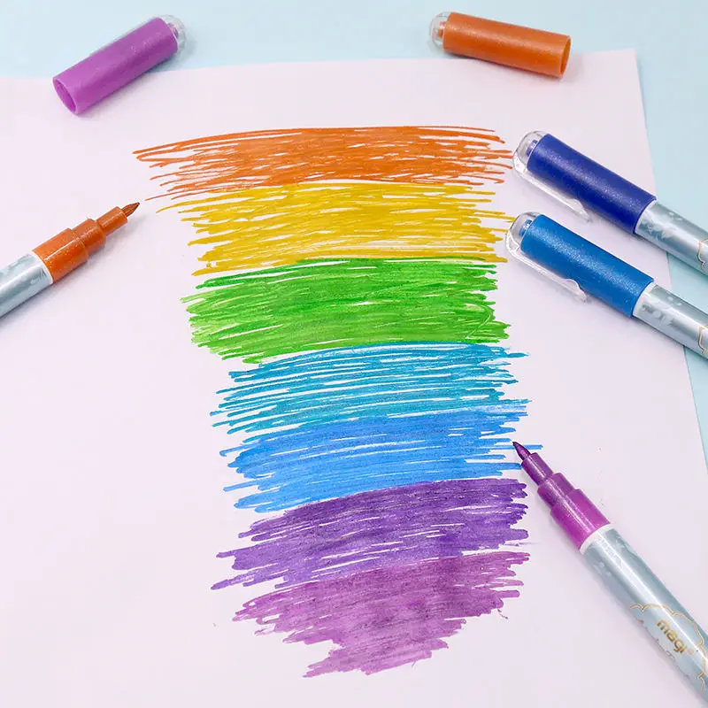 Custom 18 Color Diy Gold Permanent Artist Drawing Pen Glitter Metallic Acrylic Markers For Rock Painting
