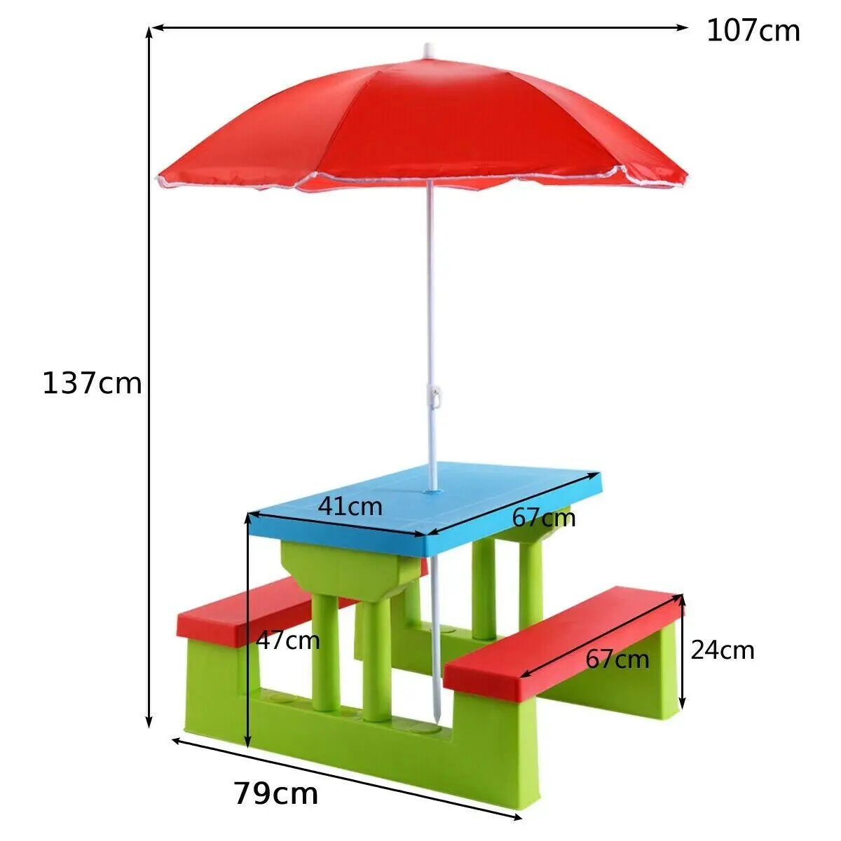4 Seat Kids Outdoor Folding Picnic Table Garden Yard Folding Children Bench Outdoor with Umbrella