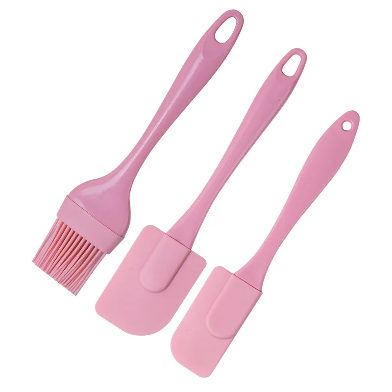 3Pcs/Set Kitchen Utensil Sets Cooking Tools Non Stick Cream Scraper Mixer Oil Brush Heat Resistant Baking Silicone Spatula Set