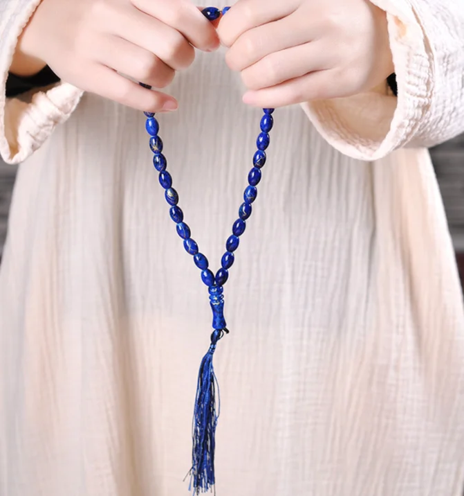 33 Pcs Wholesale Blue Islamic Allah Sapphire Muslim Prayer Beads Rosary Bead