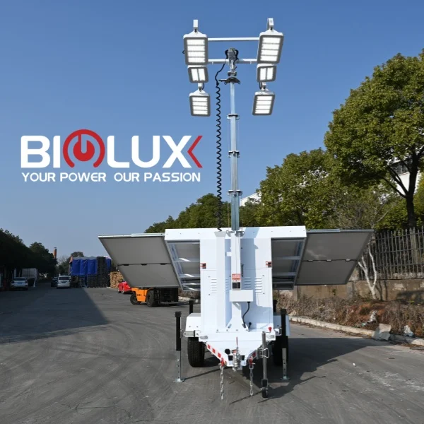 New design No Noise Mobile Portable  solar surveillance trailerFor Lighting And Surveillance Light Tower Surveillance Tower