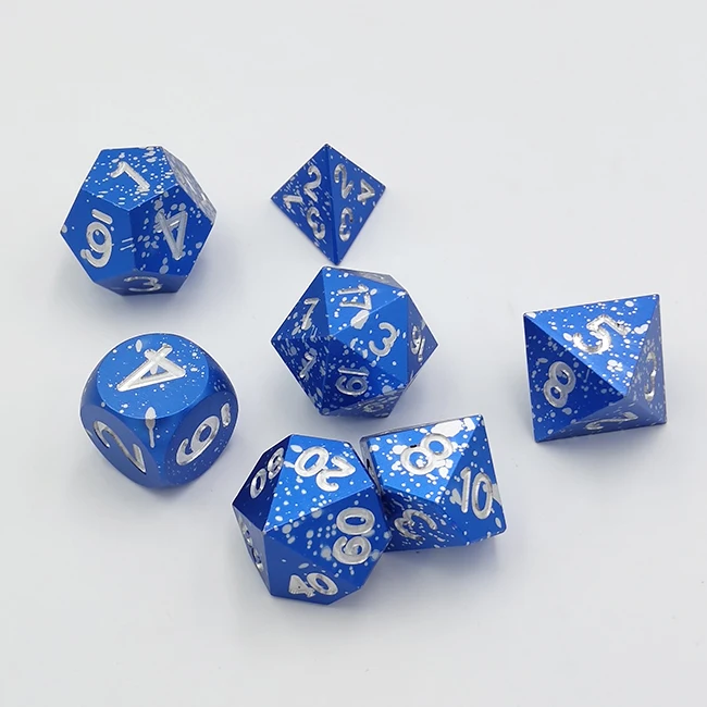ODM custom aluminum alloy dice sets printed colors as request custom logo on D20