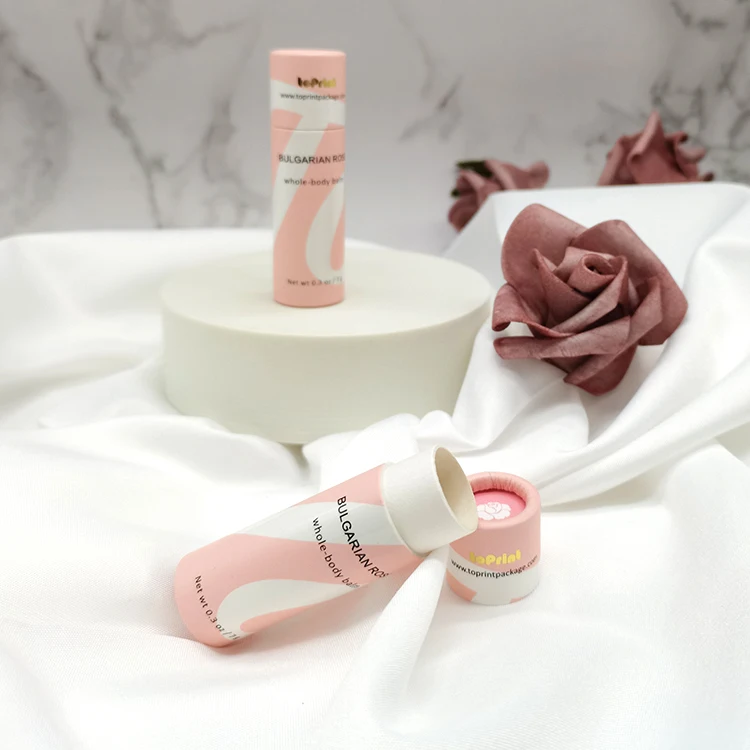  Custom Eco Friendly Paperboard Lip Balm Containers Lipbalm Push Up Lipstick Packaging Carton Paper